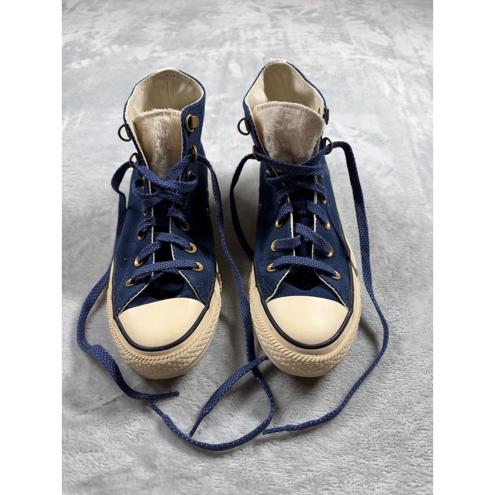 Converse Chuck Taylor All Star Women 8 Navy Sherpa High Top Hiking D Ring